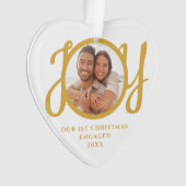 Our First Christmas Engaged Photo Heart-Shaped Ornament (voorkant)
