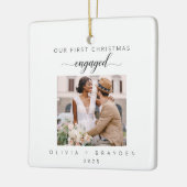 Our First Christmas Engaged Photo Holiday Keramisch Ornament (Links)