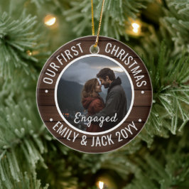 Our First Christmas Engaged Photo Keepsake Keramisch Ornament