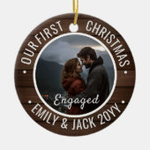Our First Christmas Engaged Photo Keepsake Keramisch Ornament (Voorkant)