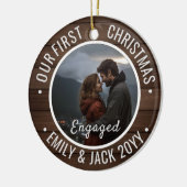 Our First Christmas Engaged Photo Keepsake Keramisch Ornament (Links)