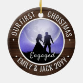 Our First Christmas Engaged Photo Keepsake Keramisch Ornament (Achterkant)
