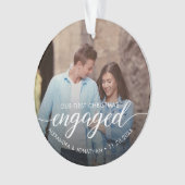 Our First Christmas Engaged Script Custom Photo Ornament (voorkant)