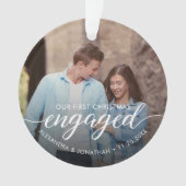 Our First Christmas Engaged Script Custom Photo Ornament (voorkant)