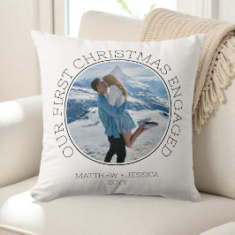 Our First Christmas Engaged SImple Modern 2 Photo Kussen
