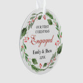 Our First Christmas Engaged wreath ornament (voorkant)