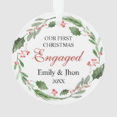 Our First Christmas Engaged wreath ornament (achterkant)