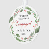 Our First Christmas Engaged wreath ornament (voorkant)