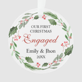 Our First Christmas Engaged wreath ornament