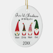 Our First Christmas Family of Four Cute Gnomes Keramisch Ornament (Rechts)