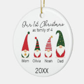 Our First Christmas Family of Four Cute Gnomes Keramisch Ornament (Links)