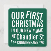 Our First Christmas in our New Home Modern Bold Feestdagenkaart (Voorkant)