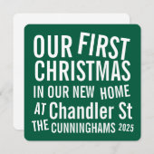 Our First Christmas in our New Home Modern Bold Feestdagenkaart (Voorkant / Achterkant)