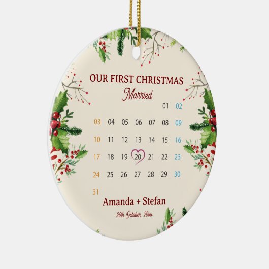 Our First Christmas Keepsake Married  Calendar Keramisch Ornament (Rechts)