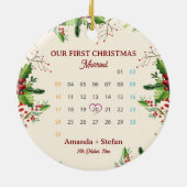 Our First Christmas Keepsake Married  Calendar Keramisch Ornament (Achterkant)