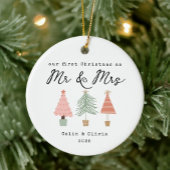 Our First Christmas Married Custom Couple Name Keramisch Ornament