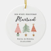 Our First Christmas Married Custom Couple Name Keramisch Ornament (Voorkant)