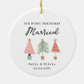 Our First Christmas Married Custom Couple Name Keramisch Ornament (Achterkant)