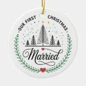 Our First Christmas Married Customizable Photo Keramisch Ornament (Voorkant)
