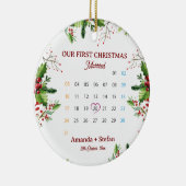 Our First Christmas Married  Keepsake Calendar Keramisch Ornament (Rechts)