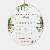 Our First Christmas Married  Keepsake Calendar Keramisch Ornament (Links)