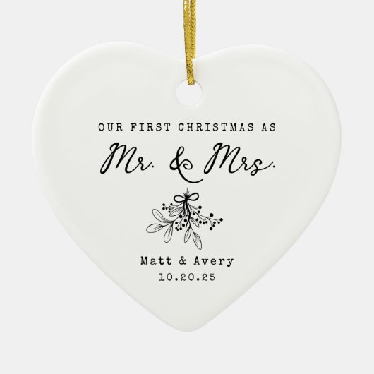 Our First Christmas Married Mr & Mrs Custom Name Keramisch Ornament (Voorkant)
