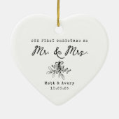 Our First Christmas Married Mr & Mrs Custom Name Keramisch Ornament (Achterkant)