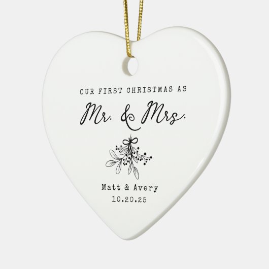 Our First Christmas Married Mr & Mrs Custom Name Keramisch Ornament (Links)
