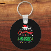 Our First Christmas Married Newlywed Mr And Mrs  Sleutelhanger (Voorkant)