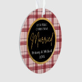 Our First Christmas Married plaid Ornament (voorkant)