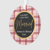 Our First Christmas Married plaid Ornament (voorkant)
