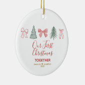 Our First Christmas Minimalist Bow & Tree Keramisch Ornament (Rechts)
