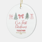 Our First Christmas Minimalist Bow & Tree Keramisch Ornament (Links)