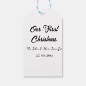 Our first Christmas Mr and Mrs couple name date Cadeaulabel (Achterkant)