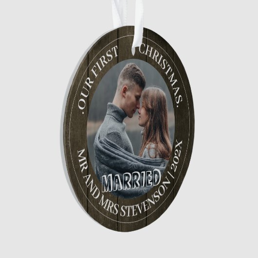 Our first Christmas Mr. and Mrs. elegant 2 Photo Ornament (voorkant)
