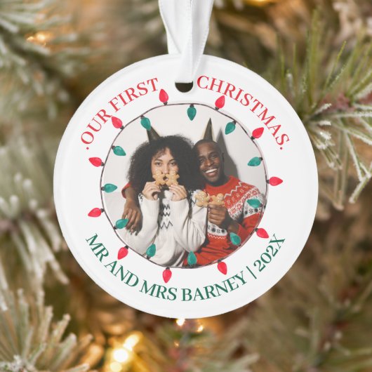 Our first Christmas Mr. and Mrs. newlywed elegant Ornament (Boom)