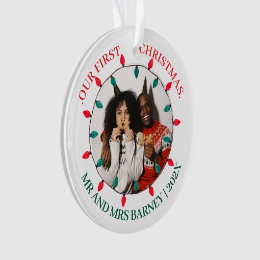 Our first Christmas Mr. and Mrs. newlywed elegant Ornament (voorkant)