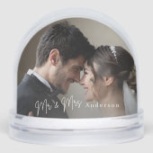 Our First Christmas Mr & Mrs Newlywed Photo Sneeuwbol (Voorkant)