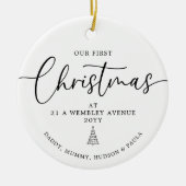Our First Christmas New Home Custom Address & Name Keramisch Ornament (Voorkant)