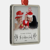 Our First Christmas New Parent Baby's Photo Metalen Ornament (Rechts)