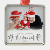Our First Christmas New Parent Baby's Photo Metalen Ornament (Voorkant)