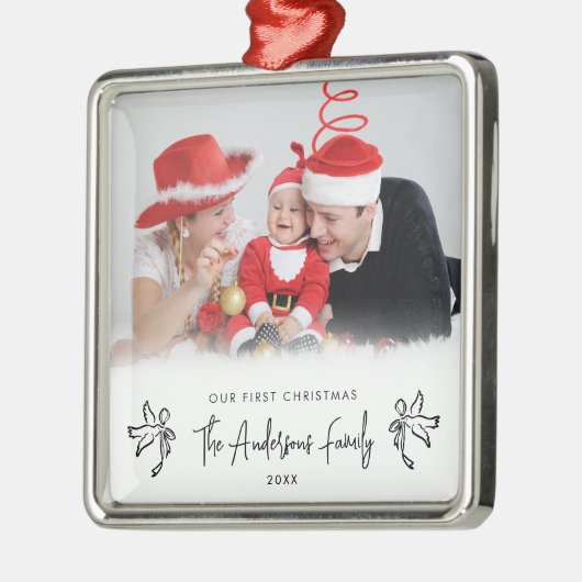 Our First Christmas New Parent Baby's Photo Metalen Ornament (Links)