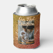 Our first Christmas orange red glitter photo year Blikjeskoeler (Blikje Voorkant)