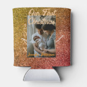 Our first Christmas orange red glitter photo year Blikjeskoeler (Achterkant)