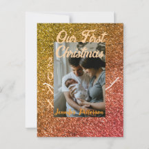 Our first Christmas orange red glitter photo year