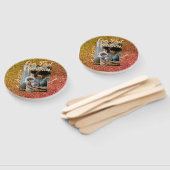 Our first Christmas orange red glitter photo year Handwaaier (Niet-gemonteerd)