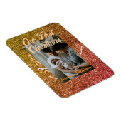 Our first Christmas orange red glitter photo year Magneet (Rechterzijde)
