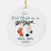 Our First Christmas | Personalized Holiday Keepsak Keramisch Ornament (Voorkant)