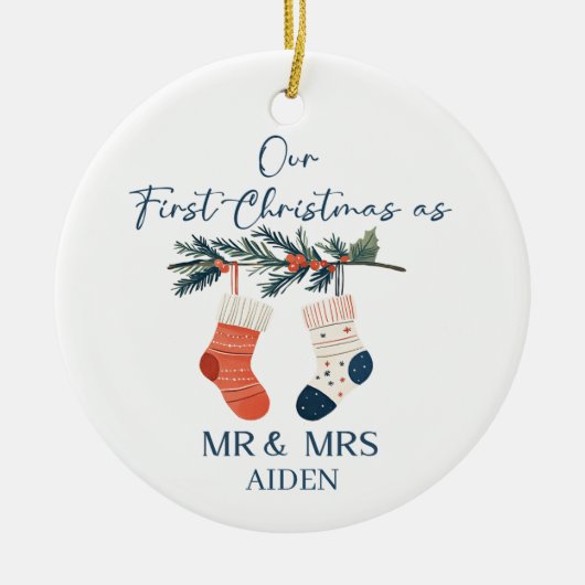 Our First Christmas | Personalized Holiday Keepsak Keramisch Ornament (Voorkant)