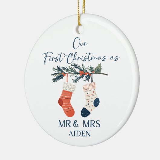 Our First Christmas | Personalized Holiday Keepsak Keramisch Ornament (Links)
